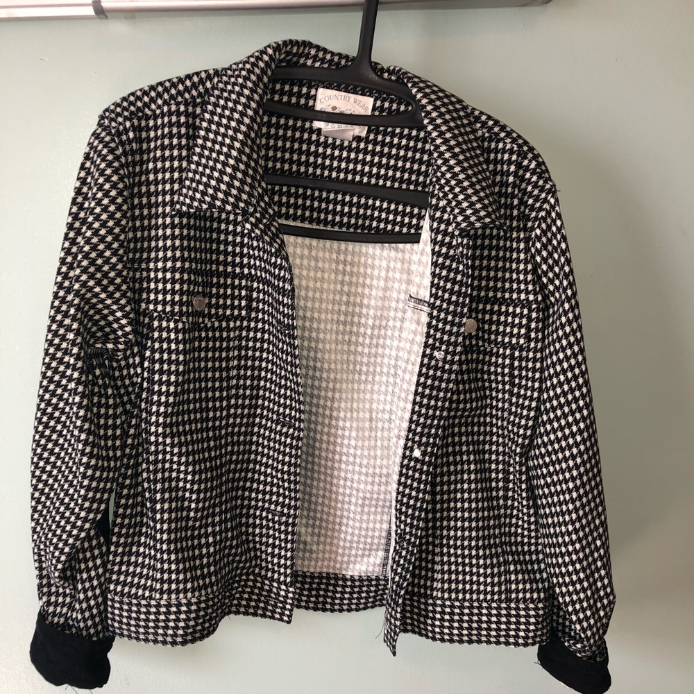 Houndstooth Print Blazer